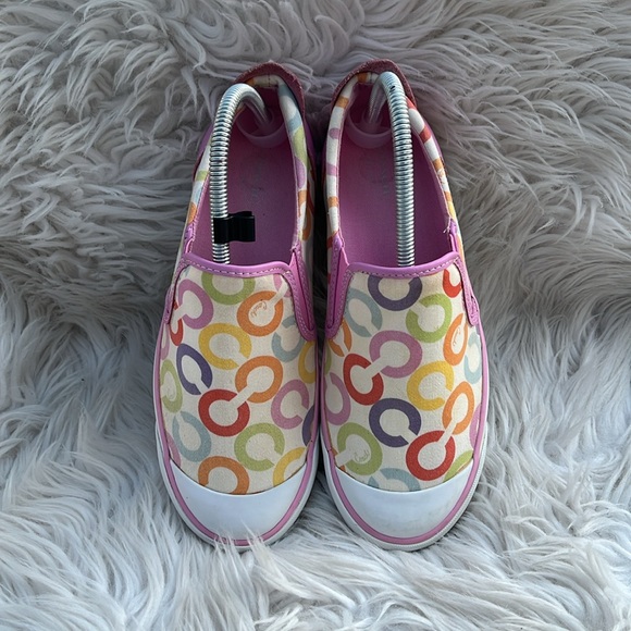 COACH Beale Multicolor Signature Slip On Sneakers PINK Flats! - Picture 2 of 16